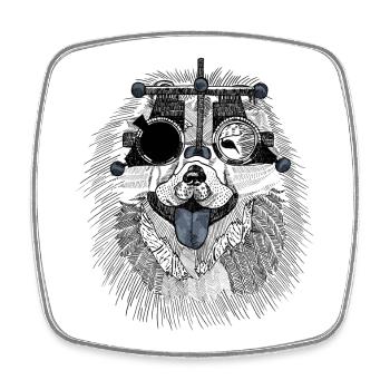 Optometrist dog with trial glasses - Square fridge magnet - white - Front