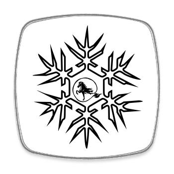 Cheval islandais avec cristal de glace grand motif d’hiver - Magnet carré - blanc - Devant