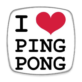 I Love Ping Pong - Magnet carré - blanc - Devant