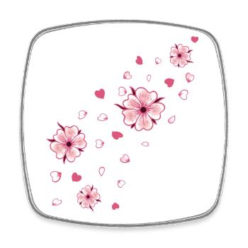 Fliegende Kirschblüten mit Herzen Sakura Frühling - Viereckiger Kühlschrankmagnet - Weiß - Vorne