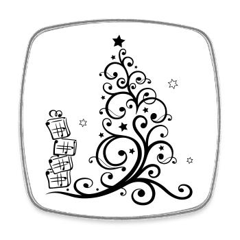 Weihnachtsbaum mit Geschenken und Sternen - Viereckiger Kühlschrankmagnet - Weiß - Vorne