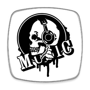 Totenkopf mit Graffiti Kopfhörer Patch - Viereckiger Kühlschrankmagnet - Weiß - Vorne