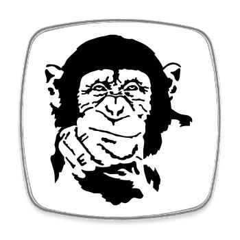 Affe - Viereckiger Kühlschrankmagnet - Weiß - Vorne