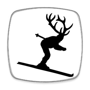 Skihirsch Après-Ski Wintersport für Skifahrer - Viereckiger Kühlschrankmagnet - Weiß - Vorne