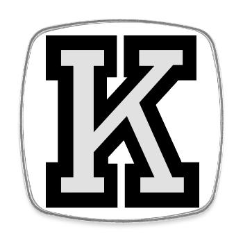 Buchstabe K - Viereckiger Kühlschrankmagnet - Weiß - Vorne