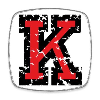 K (Vintage Rot) Buchstabe K - Viereckiger Kühlschrankmagnet - Weiß - Vorne