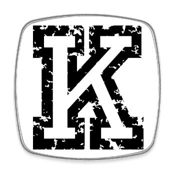 K (Vintage Weiß) Buchstabe K - Viereckiger Kühlschrankmagnet - Weiß - Vorne