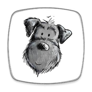 Kleiner Schnauzer Hunde I Cartoon Hundemotiv I Fun - Viereckiger Kühlschrankmagnet - Weiß - Vorne
