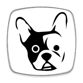 A la tête d'un bouledogue - Magnet carré - blanc - Devant