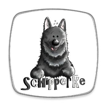 Pfiffiger Schipperke - Hund - Viereckiger Kühlschrankmagnet - Weiß - Vorne