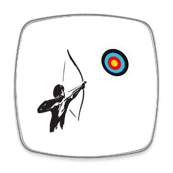 Archer et Cible Colorée Minimaliste - Magnet carré - blanc - Devant