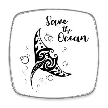 Save the Ocean - Manta - Square fridge magnet - white - Front