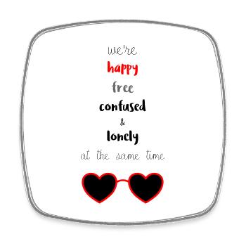 Happy Free Confused & Lonely - Square fridge magnet - white - Front