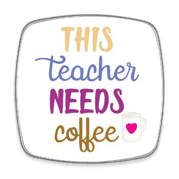 Dieser Lehrer braucht Kaffee - Viereckiger Kühlschrankmagnet - Weiß - Vorne