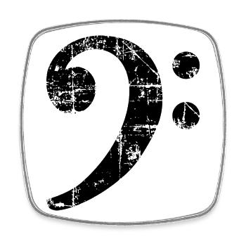 Bass Clef Vintage Music Design - Square fridge magnet - white - Front