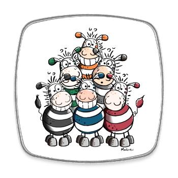 Colourful Zebras - Square fridge magnet - white - Front