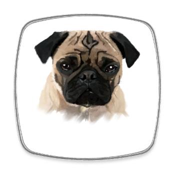 Mops - Viereckiger Kühlschrankmagnet - Weiß - Vorne
