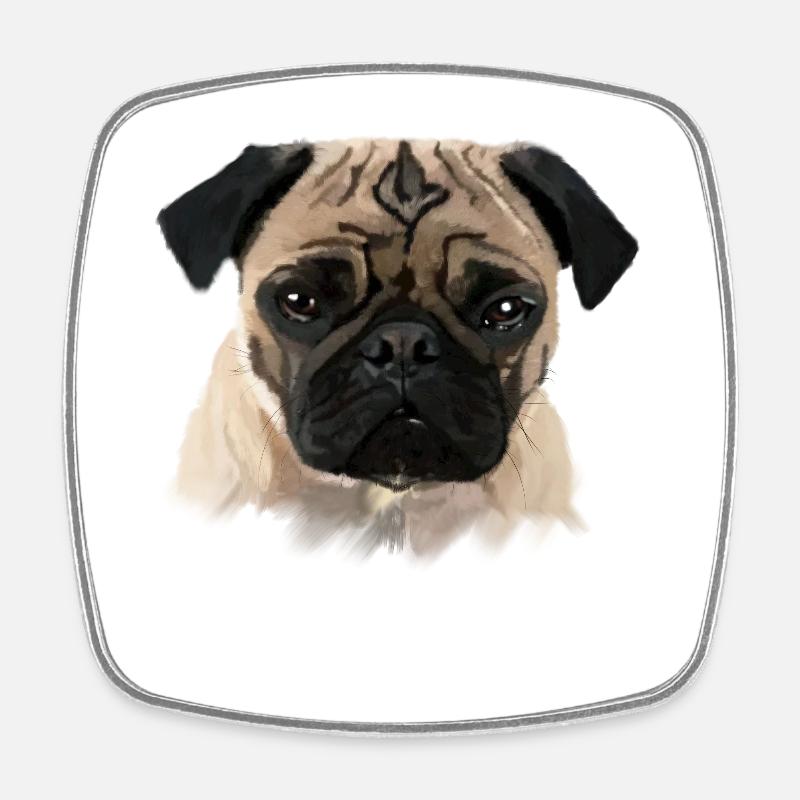 Mops - Viereckiger Kühlschrankmagnet - Weiß