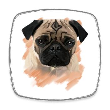 Mops - Viereckiger Kühlschrankmagnet - Weiß - Vorne