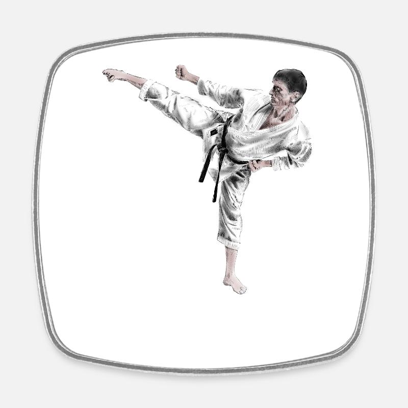 karate - Square fridge magnet - white
