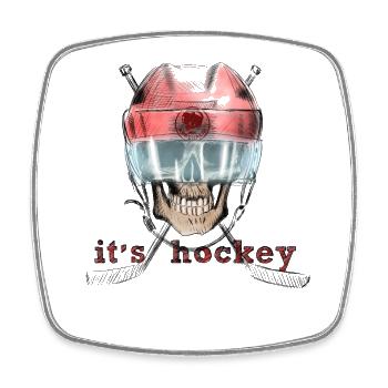 skull hockey - Magnet carré - blanc - Devant