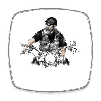 Biker - Viereckiger Kühlschrankmagnet - Weiß - Vorne
