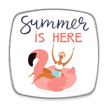 summer is here - Square fridge magnet - white - Front
