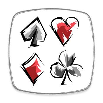 Skat Poker Rami Jeu de Cartes Costumes Coeur de Pique Caro - Magnet carré - blanc - Devant