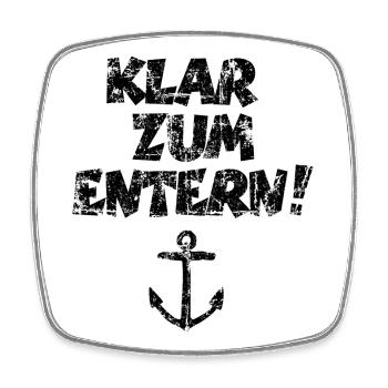 Klar zum Entern Segel Segeln (Vintage/Schwarz) - Viereckiger Kühlschrankmagnet - Weiß - Vorne