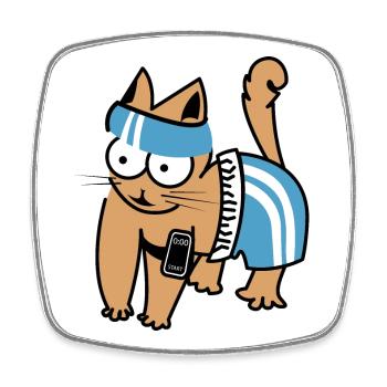Katze smartphone Fitness lustig Sport Training - Viereckiger Kühlschrankmagnet - Weiß - Vorne