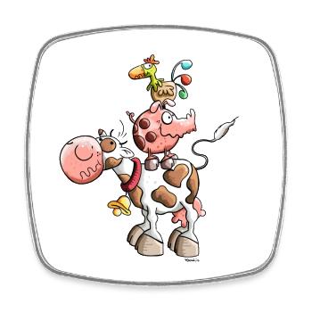 Ferme Animal - Magnet carré - blanc - Devant