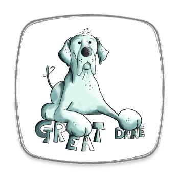 Happy Great Dane Dog - Magnet carré - blanc - Devant