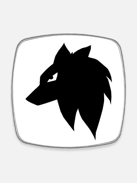 Loup Manga - Magnet carré - blanc