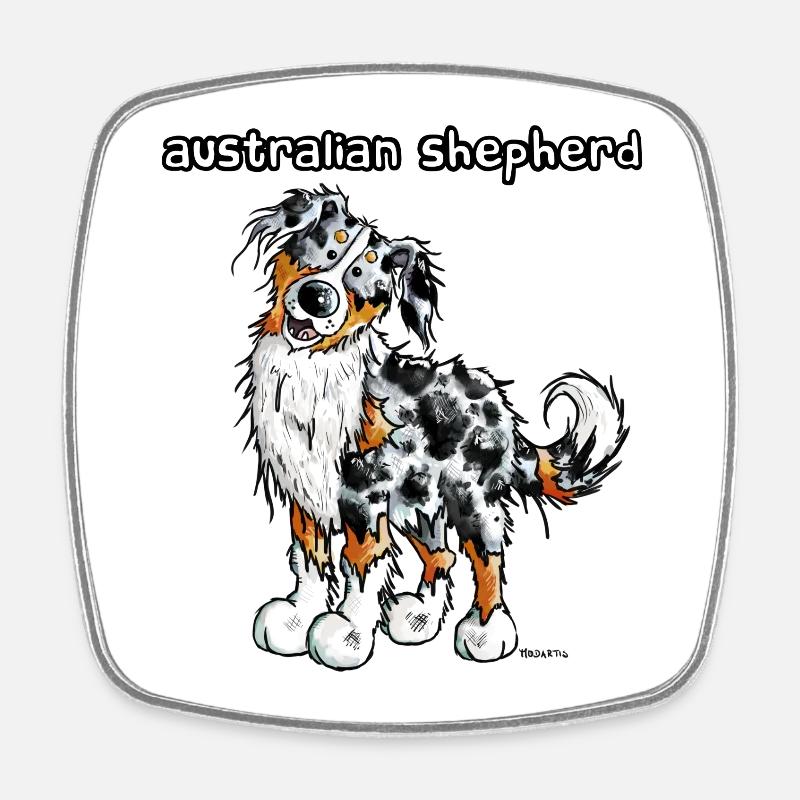 Süßer Australian Shepherd - Viereckiger Kühlschrankmagnet - Weiß