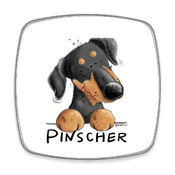 Drôle Pinscher I Dog Comic - Magnet carré - blanc - Devant