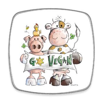 Go Vegan - Square fridge magnet - white - Front