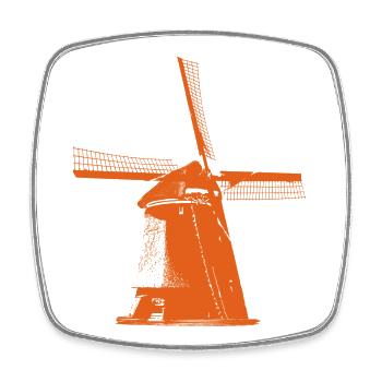 Moulin à vent Pays-Bas - Magnet carré - blanc - Devant