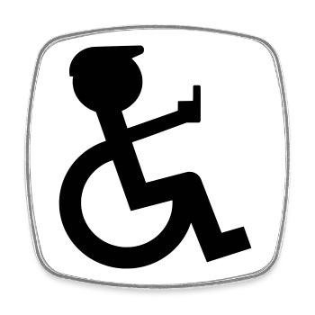 Wheelchair rider shows middle finger # - Square fridge magnet - white - Front
