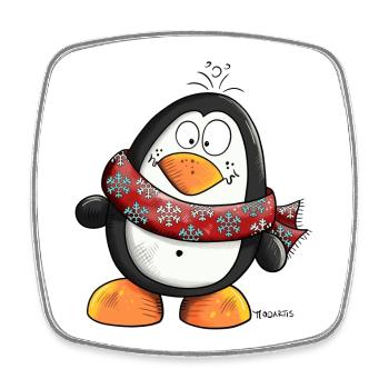 Der Pinguin - Viereckiger Kühlschrankmagnet - Weiß - Vorne