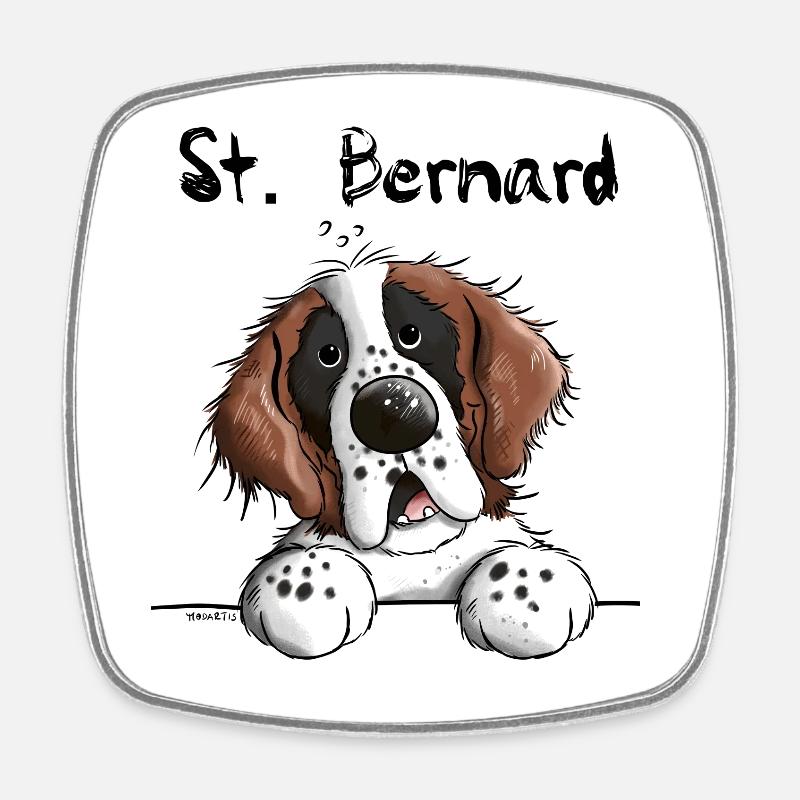 Cute Saint Bernard - Square fridge magnet - white