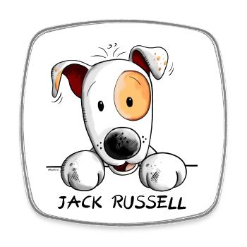 Neugieriger Jack Russell - Viereckiger Kühlschrankmagnet - Weiß - Vorne