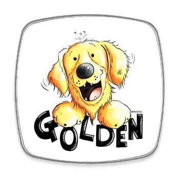 Lustiger Golden Retriever - Viereckiger Kühlschrankmagnet - Weiß - Vorne