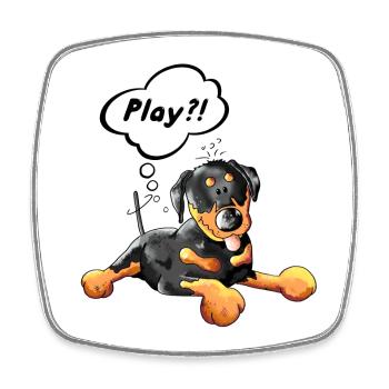 Rottweiler denkt sich Play - Viereckiger Kühlschrankmagnet - Weiß - Vorne