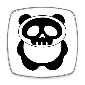 Tête de mort panda - Magnet carré - blanc - Devant