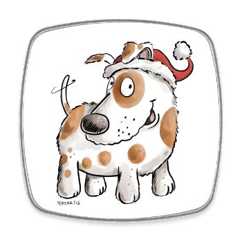 Santa Claus dog I Christmas Santa Claus - Square fridge magnet - white - Front
