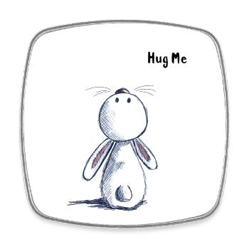 Hug Me Kaninchen - Viereckiger Kühlschrankmagnet - Weiß - Vorne