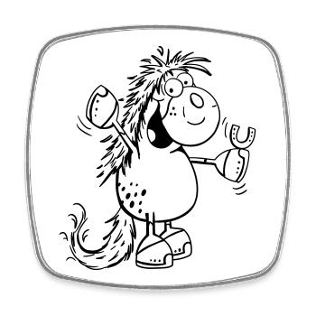 Happy Pferd - Pferde - Pony - Horse - Viereckiger Kühlschrankmagnet - Weiß - Vorne