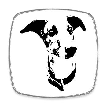 Whippet Kopf - Viereckiger Kühlschrankmagnet - Weiß - Vorne