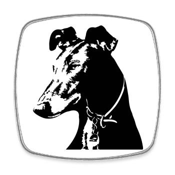 Galgo Kopf - Viereckiger Kühlschrankmagnet - Weiß - Vorne