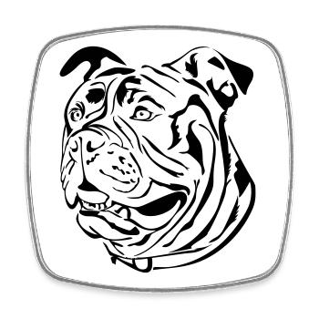 Old English Bulldog head - Square fridge magnet - white - Front